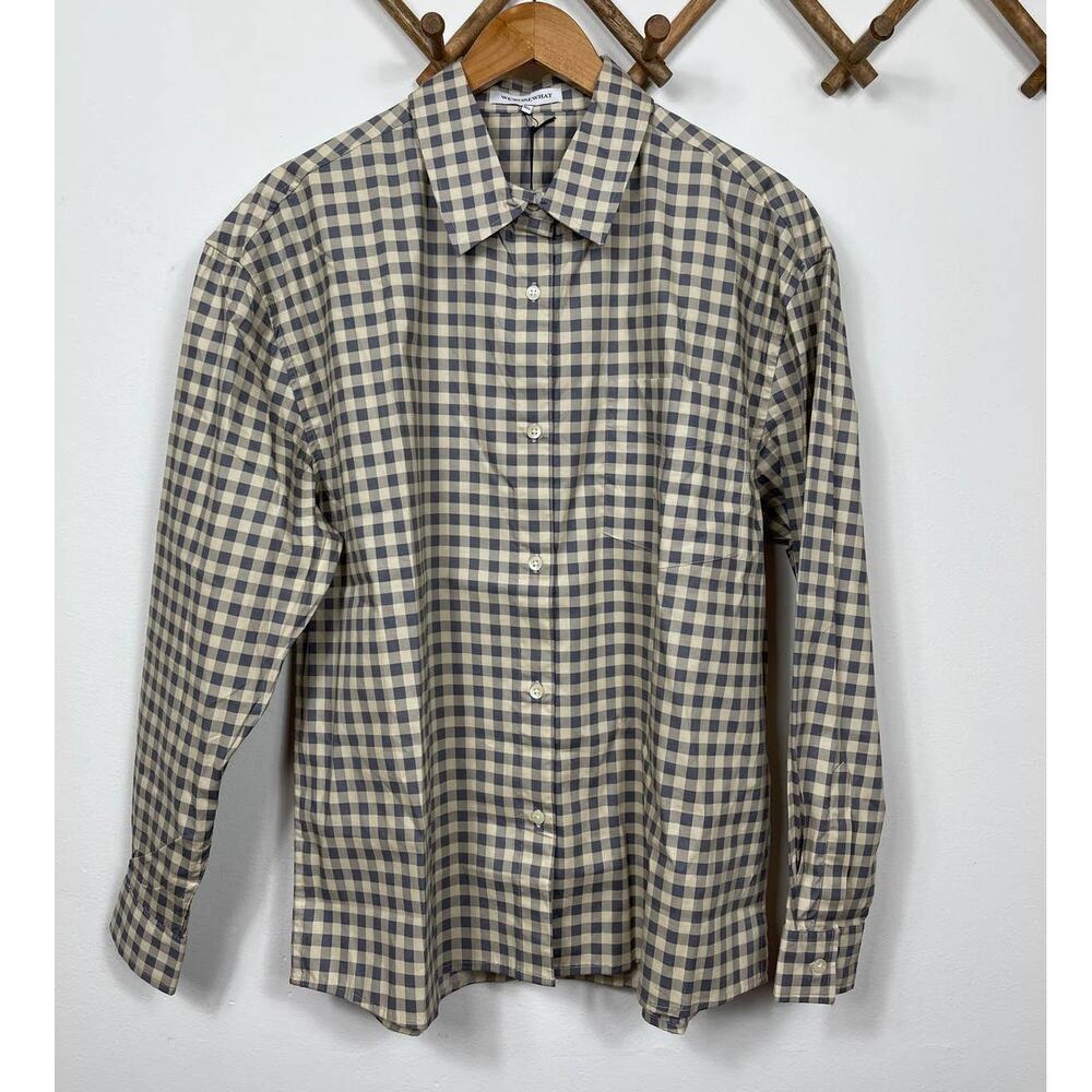 New WeWoreWhat Boyfriend Shirt in Gingham Whisper White Women's Size M/L - Picture 3 of 9